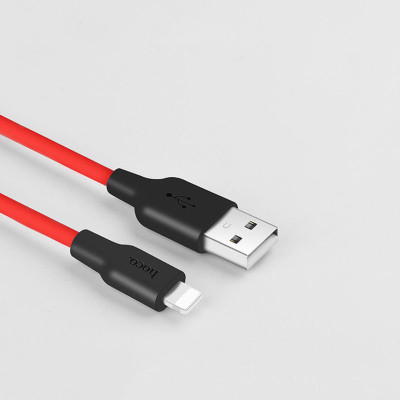 Дата кабель USB 2.0 AM to Lightning 1.0m 2A silicone X21 black+red HOCO (6957531071372) Винница - изображение 5