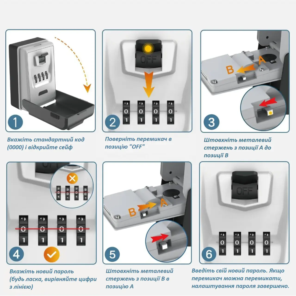 Сейф зовнішній CH-799 (137 мм) з кодовим замком металевий антивандальний (Сірий із чорним) Вінниця - фото 9