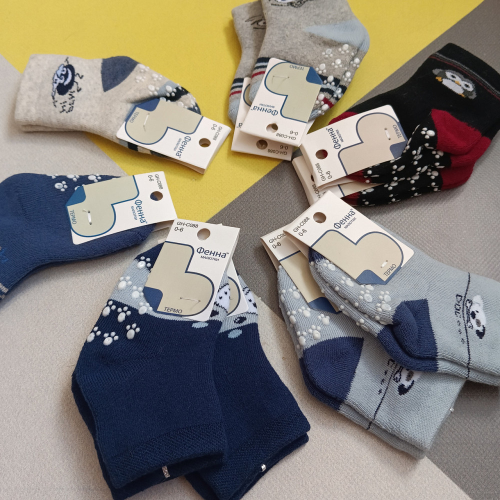 Махровые теплые носки с тормозками 0-6 м Киев - изображение 1