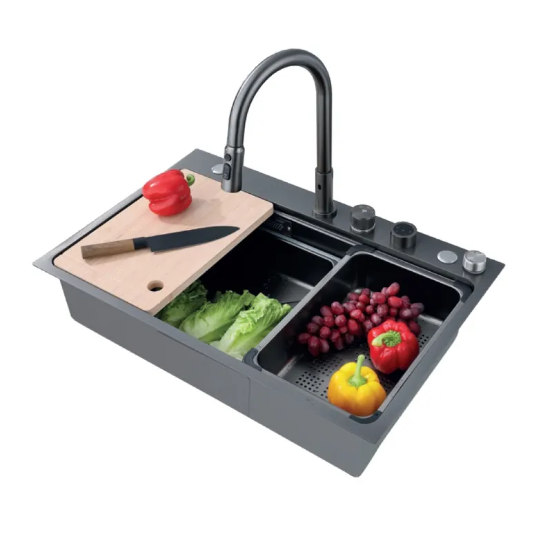 Мийка Zerix ZH7548-SET-03 Nano-Black з вбудованим змішувачем з нержавіючої сталі ZM5577 Харків - фото 1