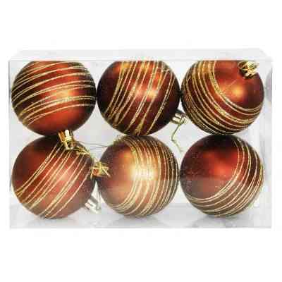 Ялинкова іграшка Jumi 6 шт (7 см) з візерунком, коричн (5900410550223) Вінниця