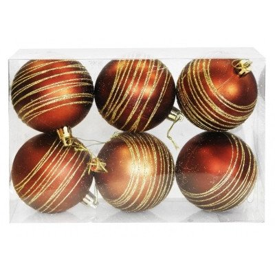 Ялинкова іграшка Jumi 6 шт (7 см) з візерунком, коричн (5900410550223) Вінниця - фото 1