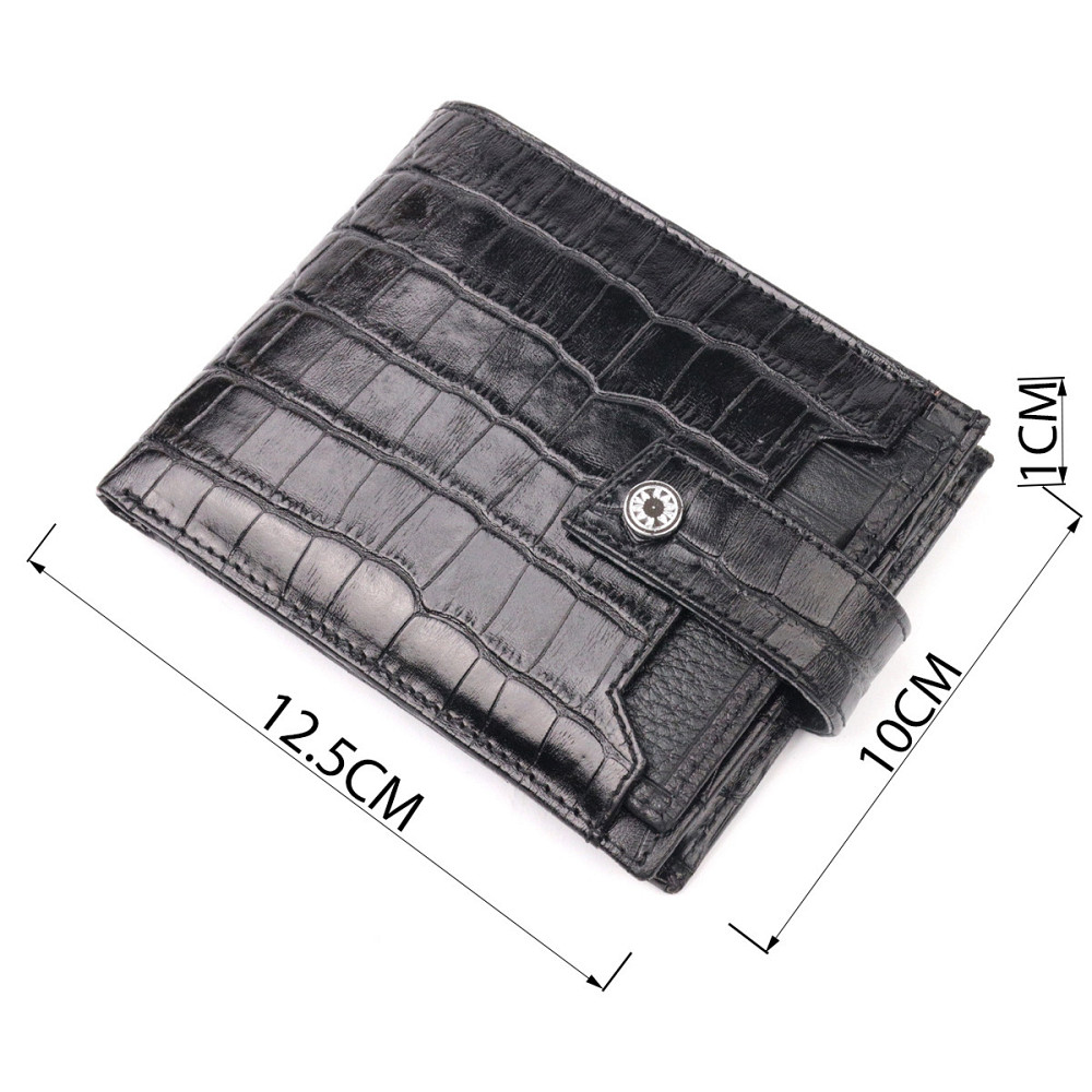 Стильный мужской кошелек из фактурной кожи под рептилию KARYA 21065 Черный Киев - изображение 10