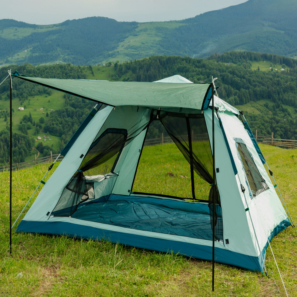 Lugi Намет кемпінговий 3-місний з тентом 235*235*155 см синій LU005BL Київ - фото 3