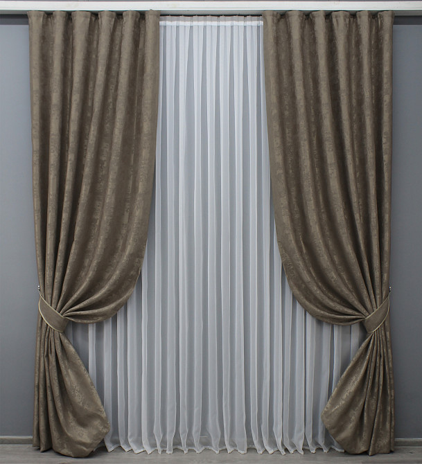 Комплект готових штор VR-Textil Жакард Sultan XO № 1486ш какао 150х275 см 2 шт (33-0390) Київ - фото 2