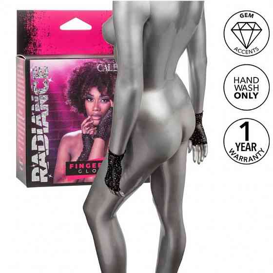 Перчатки короткие в мелкую сетку со стразами CalExotics Fingerless Gloves, черные Sex Aura Киев