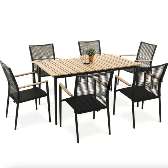 Комплект садових меблів Di Volio Breno 6+1 чорний/бежевий Київ