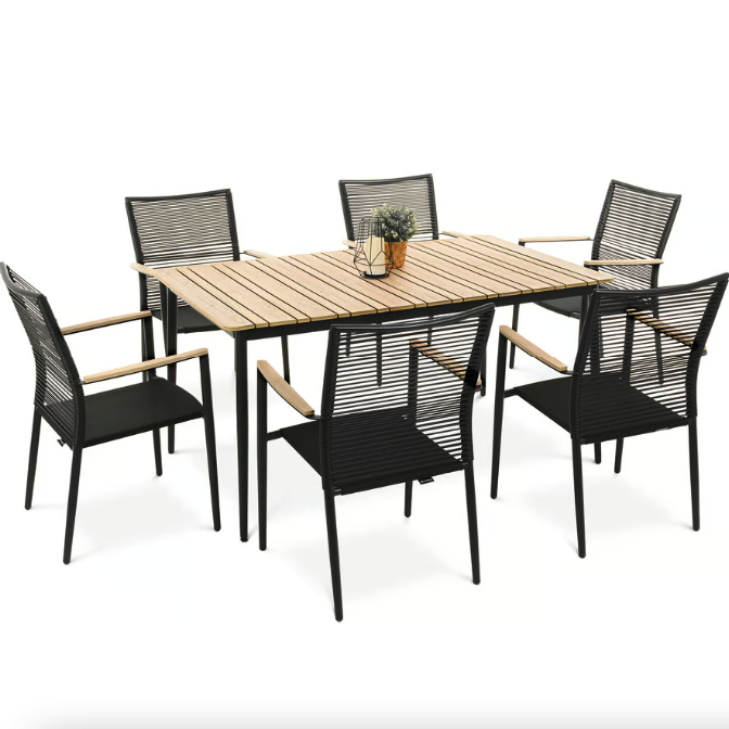 Комплект садових меблів Di Volio Breno 6+1 чорний/бежевий Киев - изображение 1