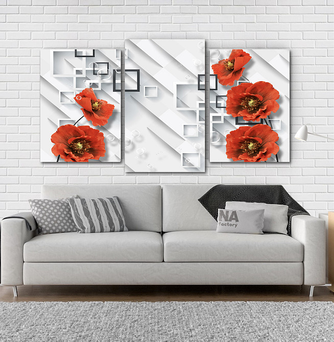 Модульна картина Абстракція Квіти Маки Art-6_3 Київ - фото 2