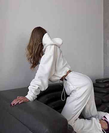 Женский стильный теплый костюм двухсторонний флис. Молочный, 46/48 Одесса