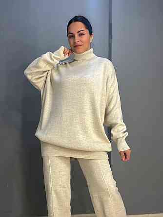 Костюм жіночий My fashion 202401-101 брюки зі стрілкою шнурок та подовжений светр оверсайз one size, Одеса