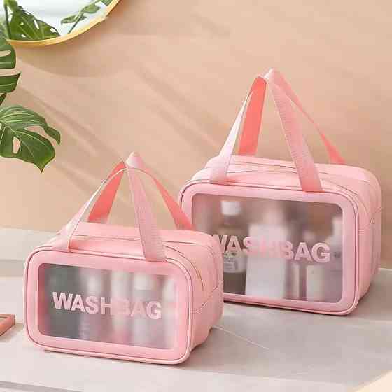 Косметичка из искусственной кожи на 2 отделения в ванную для сухих и влажных вещей, розовая Каменец-Подольский