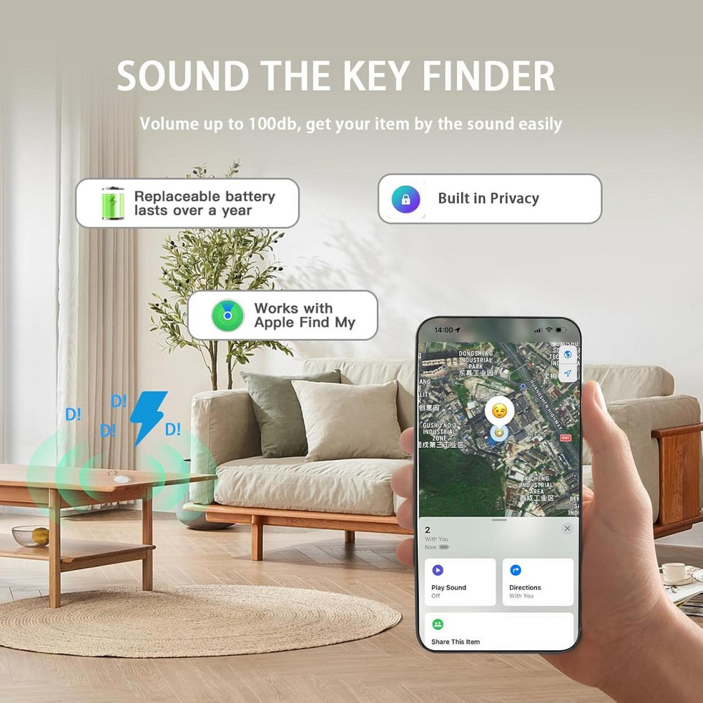 GPS Bluetooth трекер ZITTZ 4 шт, сумісний з Apple Find My, AirTag-аналоги, брелок для ключів, валізи, рюкзака, домашніх тварин Київ - фото 13