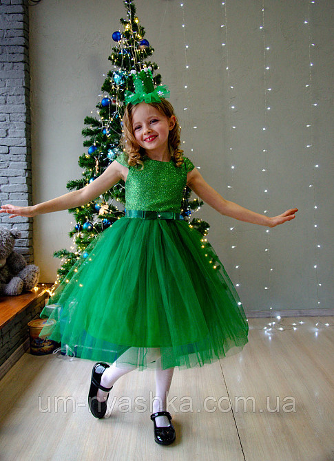 Зеленое платье с блестками платье Елочки Весны Цветочка царевны Лягушки Кривой Рог - изображение 6