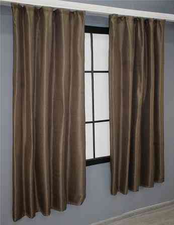 Комплект коротких штор VR-Textil Лен-блэкаут № 277ш 130х170 см 2 шт Коричневый (35-0037) Киев