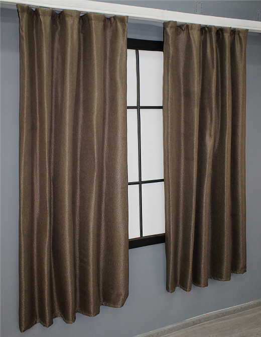Комплект коротких штор VR-Textil Лен-блэкаут № 277ш 130х170 см 2 шт Коричневый (35-0037) Киев - изображение 3
