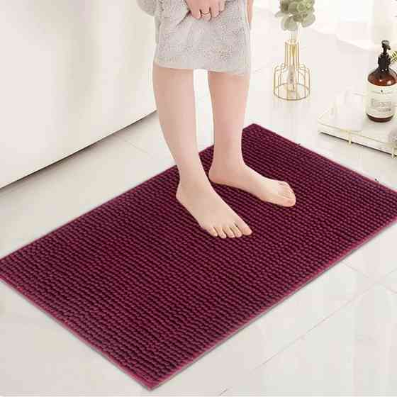 Коврик для ванны и душа влаговпитывающий Bathlux с мягким длинным ворсом, нескользящая основа Бордовый Каменец-Подольский