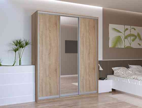 Шкаф-купе трехдверный Doros Сити Лайт 180х60х225 см Дуб сонома/1 Зеркало (DRS-011089) Днепр