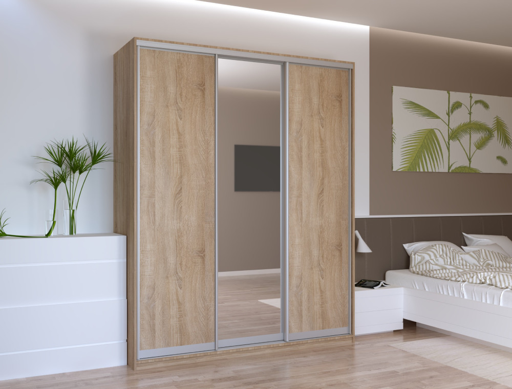 Шкаф-купе трехдверный Doros Сити Лайт 180х60х225 см Дуб сонома/1 Зеркало (DRS-011089) Днепр - изображение 1