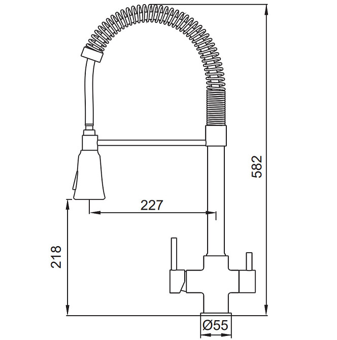 Змішувач для кухні Koer KB-72025-07 з виходом для питної води (вилив – пружина) латунь/колір графіт (KR5016) Чернівці - фото 3
