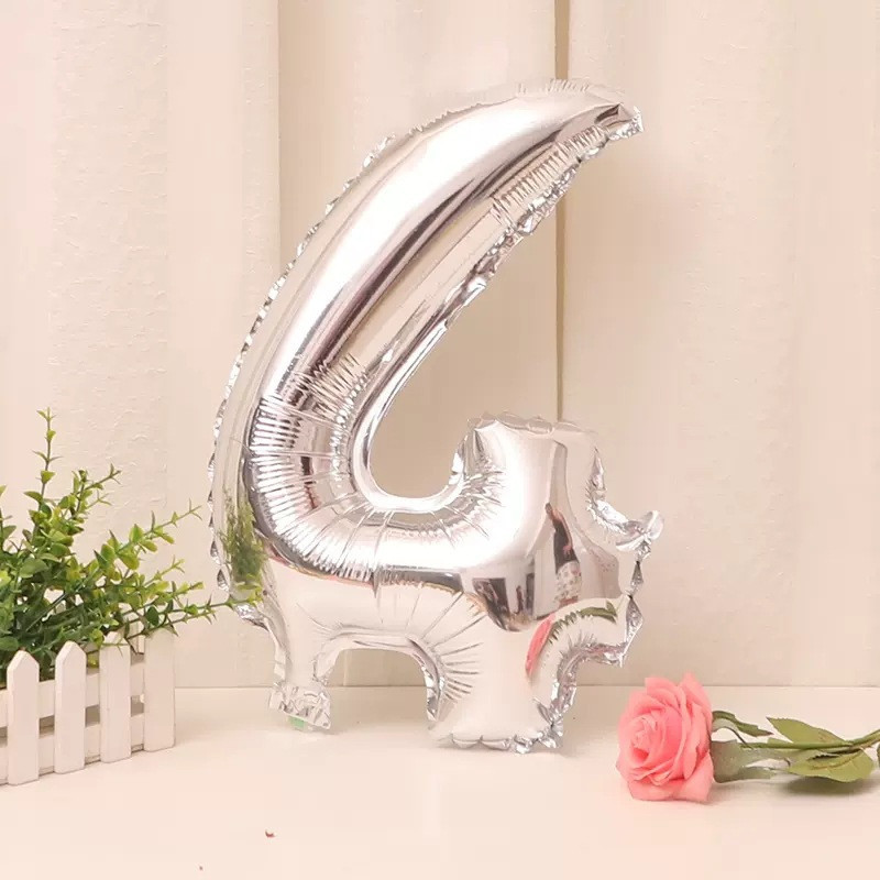 Шарик цифра 4 фольгированная 32 дюйма серебристый Киев - изображение 1