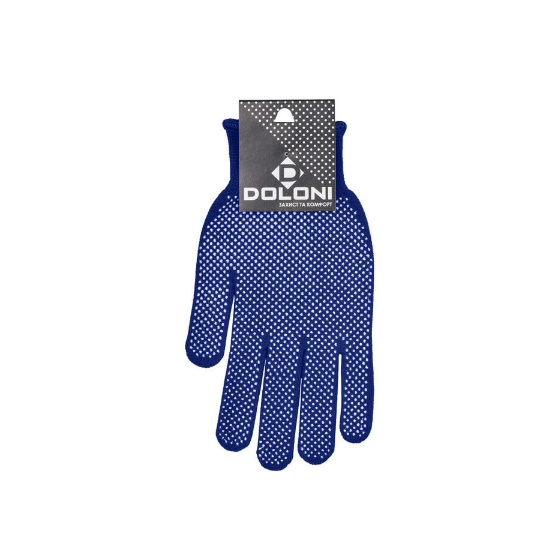 Рукавички 4412 трикотаж з мікрокрапкою ПВХ р.10(XL) клас 13 синій ДКГ Житомир - фото 1
