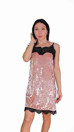 Жіноча нічна сорочка з мармурового велюру Пудровий S Харків