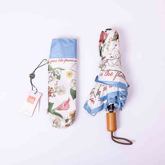 Зонт механический элегантный с принтом прочный надежный из полиэстера диаметр 99 см Синий HP-23-15BL Киев