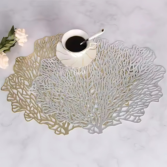 Сервировочная салфетка под горячее фигурная 48х38 см, коврик сервировочный серебристый набор 2 шт Каменец-Подольский