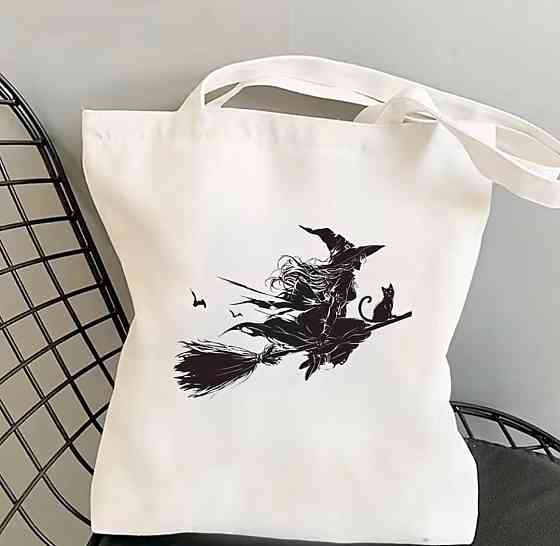 Термонаклейка ведьма с черным котом на одежду, аппликация на футболку худи шоппер Хэллоуин принт Киев