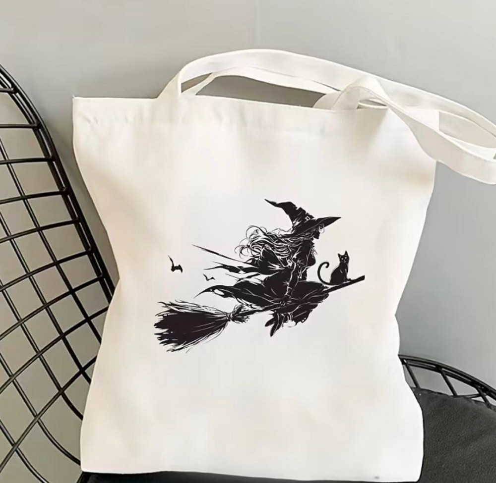 Термонаклейка ведьма с черным котом на одежду, аппликация на футболку худи шоппер Хэллоуин принт Киев - изображение 1
