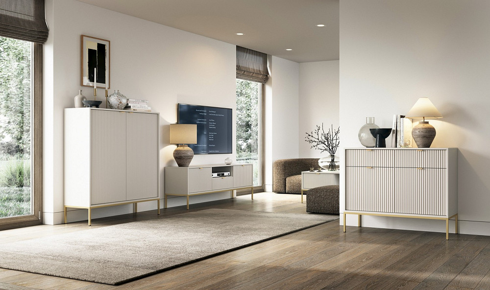 Комод високий Perfect Home Нова / Nova 2-дверний з золотими ніжками K104 Кашемір (PFH-091237) Дніпро - фото 6