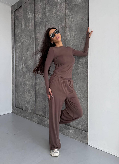 Жіночий стильний базовий костюм із м'якої еластичної тканини. Моко, 46/48 Одеса - фото 5