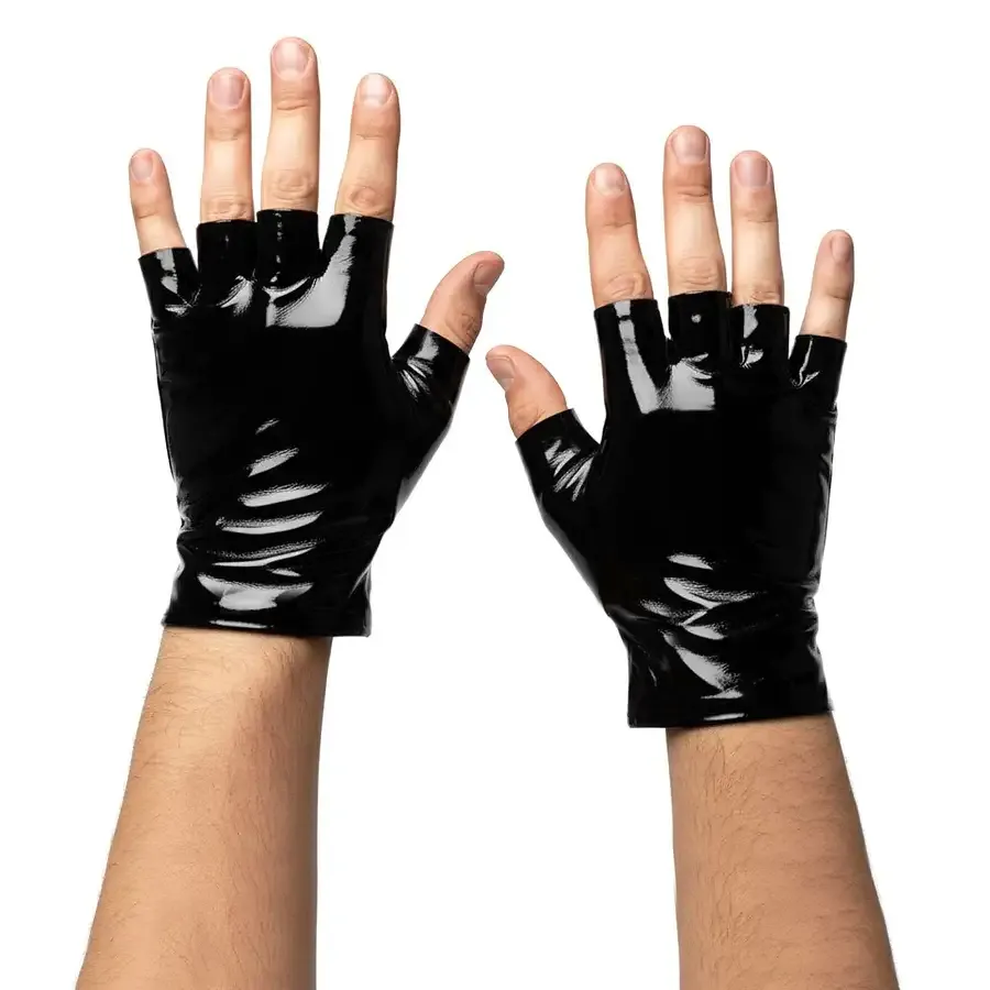 Лаковані чоловічі рукавички без пальців Art of Sex - Jeyson, колір чорний, розмір M Львов - изображение 1