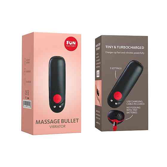 Вибропуля Fun Factory Massage BULLET, черная, диаметр 2,5 см, 3 скорости, 3 рисунка вибрации Sex Aura Киев