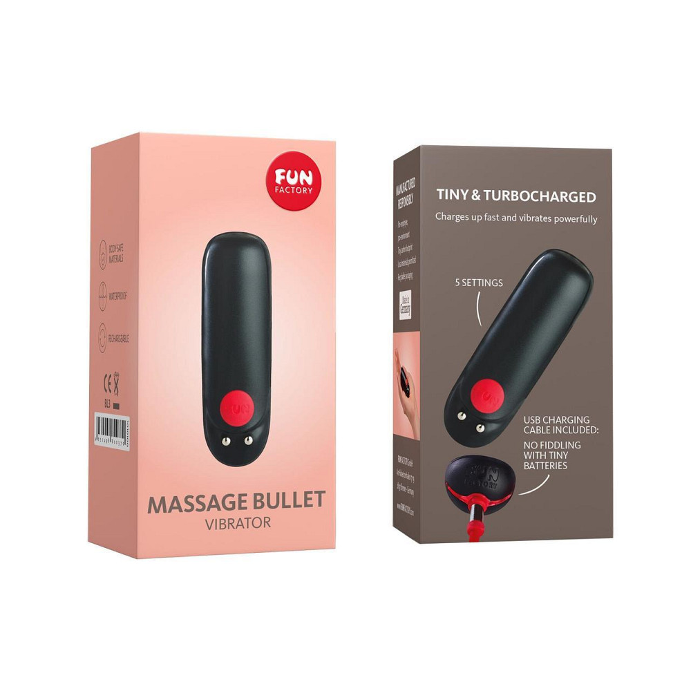 Вибропуля Fun Factory Massage BULLET, черная, диаметр 2,5 см, 3 скорости, 3 рисунка вибрации Sex Aura Киев - изображение 5