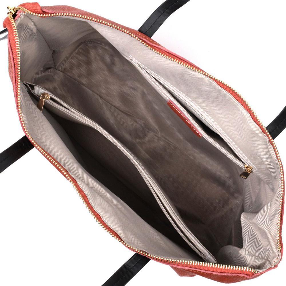 Містка двокольорова сумка жіноча з натуральної шкіри Vintage 22301 Коричнева Київ - фото 6