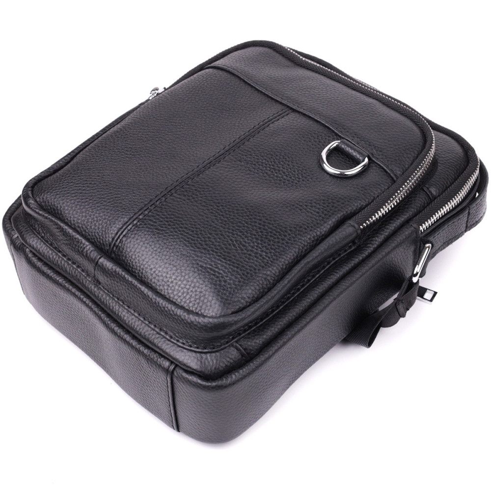 Удобная вертикальная сумка для мужчин из натуральной кожи Vintage sale_15115 Черный Киев - изображение 5