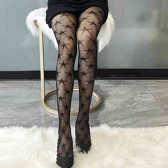 Колготки з зірочками в сітку жіночі one size чорний Київ