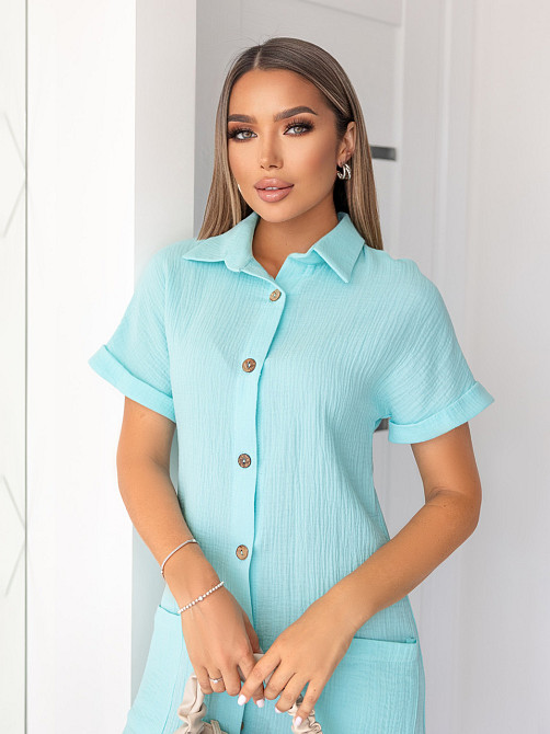 Летнее муслиновое платье-рубашка 