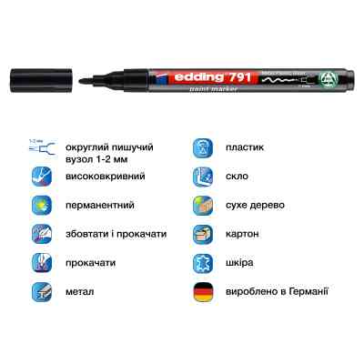 Маркер Edding Paint e-791 1-2 мм круглый черный (e-791/01n) Винница