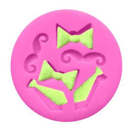 Силиконовый молд Усы и галстуки 55 мм розовый Киев