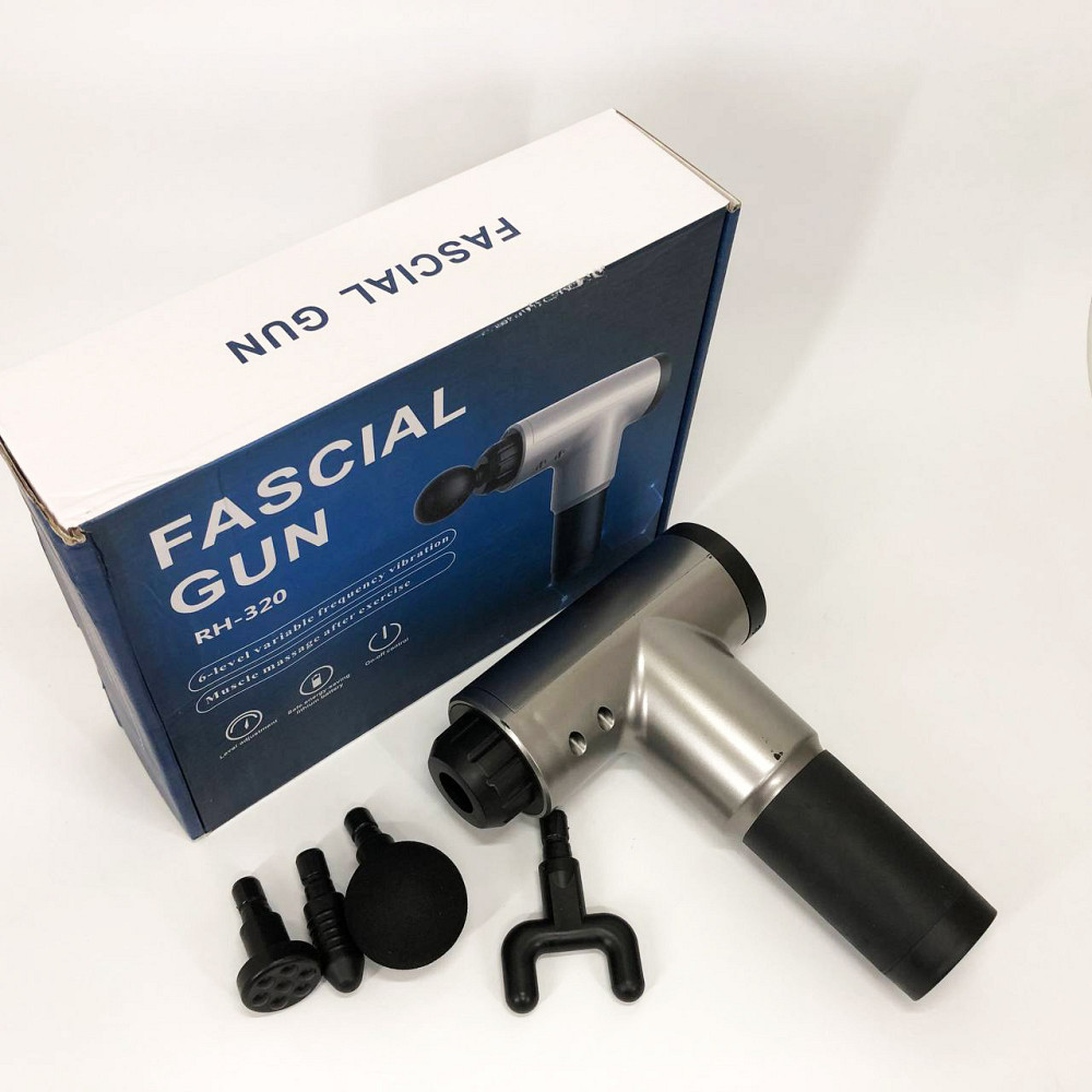 Аккумуляторный массажер для икр Fascial Gun KH-320, Массажер мышечный с разными насадками YU-16 Львов - изображение 16