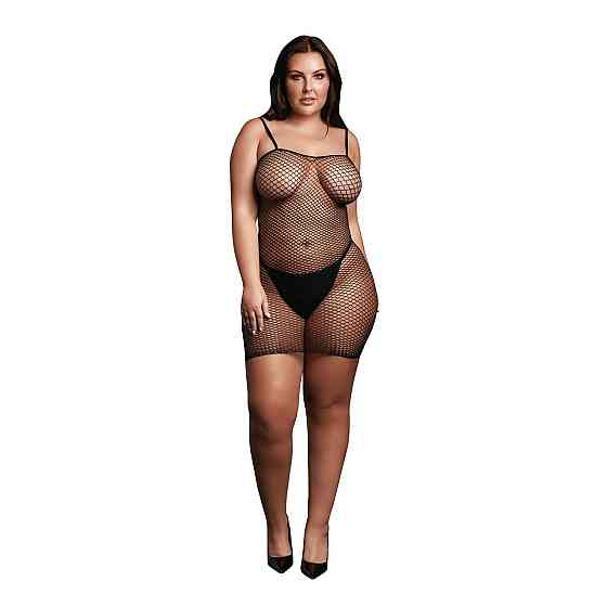 Жіноча коротка сукня з сітчастою структурою та тонкими бретелями Le Desir Short Fishnet Dress, чорна Sex Aura Київ