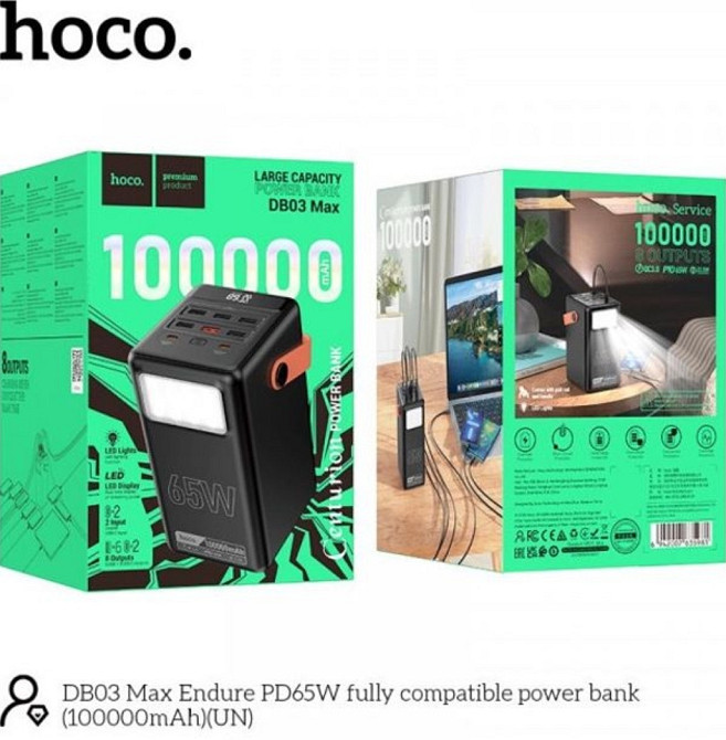 Power bank 65w для ноутбука Hoco DB03 Max 100000mah павербанк. Киев - изображение 4