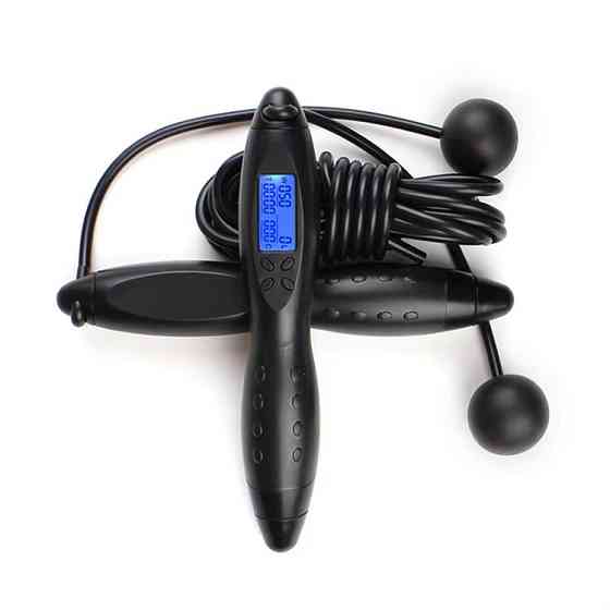 Скакалка розумна, цифрова з електронним лічильником регульована для фітнесу, колір чорний Кам'янець-Подільський