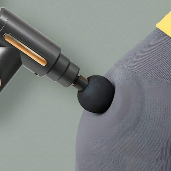 Перкуссионный массажер с 4 насадками Gun Massager,Серый SBR Киев