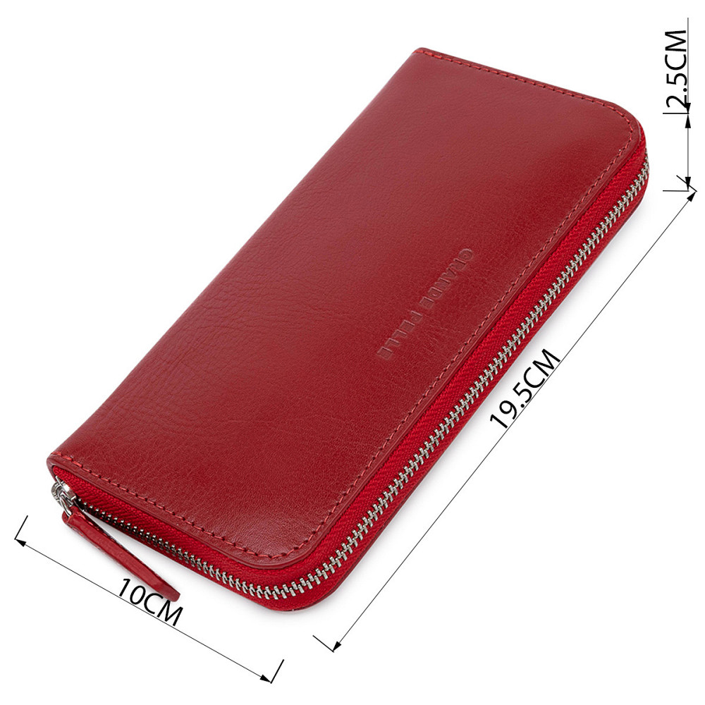 Стильний шкіряний жіночий гаманець на блискавці GRANDE PELLE 11563 Червоний Київ - фото 9