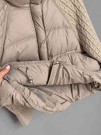 Куртка жіноча YZY 30790 пуховик oversize з в’язаними рукавами демісезонна one size, бежевий, one size Київ