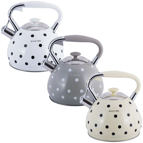 Чайник 3л нержавіюча сталь зі свистком з ручкою "soft-touch" (білий,беж,кавовий) 0695WH KAMILLE Житомир - фото 3
